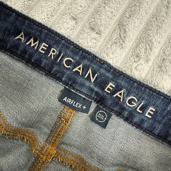 American Eagle AirFlex Jeans Mens 32x30 Original Bootcut Blue Distressed Stretch - Picture 3 of 10